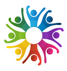 Logo teamwork group friendship people vector image