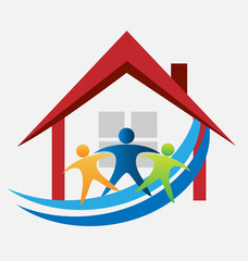 Family with a new house logo vector image
