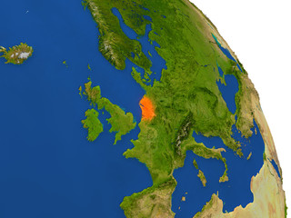 Map of Netherlands in red