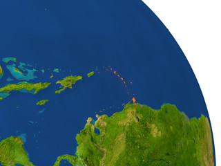 Map of Caribbean in red