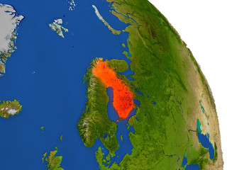 Map of Finland in red