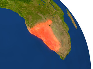 Map of Namibia in red