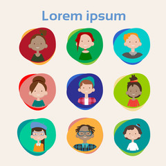 Profile Icon Avatar Image Group Casual People Big Crowd Diverse Ethnic Mix Race Banner Flat Vector illustration