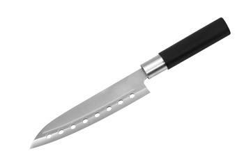 Steel kitchen knife isolated on white