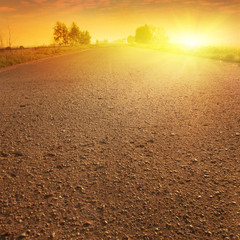 Country road at sunset.