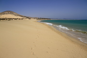 Fototapeta na wymiar The famous lagoon in Risco El Paso at Playas de Sotavento, Fuerteventura