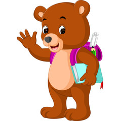 Fototapeta premium cute bear go to school cartoon