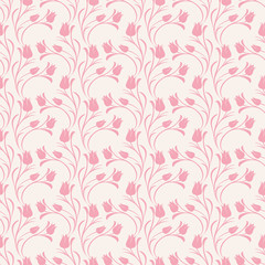 Tulips dusty pink seamless pattern.