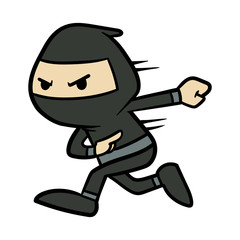 Cartoon Ninja Running Vector Illustration