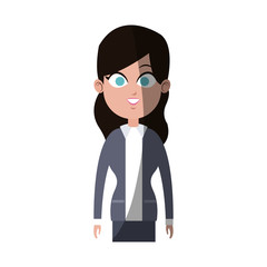 businesswoman wearing executive clothes over white background. colorful design. vector illustration