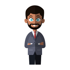 businessman wearing suit and tie over white background. colorful design. vector illustration