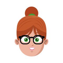 happy woman cartoon icon over white background. colorful design. vector illustration