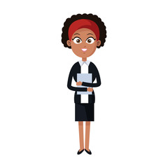 businesswoman wearing executive clothes over white background. colorful design. vector illustration