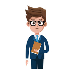 businessman wearing suit and tie over white background. colorful design. vector illustration