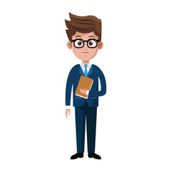 businessman wearing suit and tie over white background. colorful design. vector illustration © Jemastock