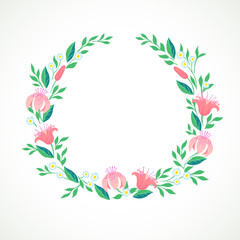 Fototapeta na wymiar Vector illustration of a wreath with flowers