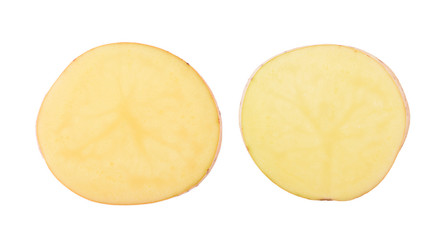 half of potato isolated on white background. top view
