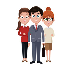 businesspeople wearing executive clothes over white background. colorful design. vector illustration