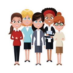 businesspeople wearing executive clothes over white background. colorful design. vector illustration