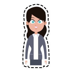 businesswoman wearing executive clothes over white background. colorful design. vector illustration