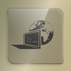 computer monitor and earth globe icon