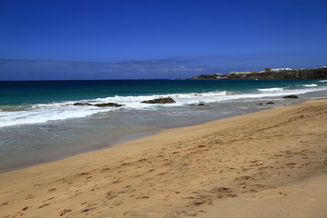 Scenic view El Cotillo beach on Fuerteventura, Canary Islands