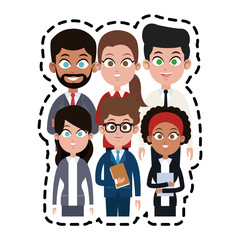 businesspeople wearing executive clothes over white background. colorful design. vector illustration