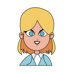 businesswoman wearing executive clothes over white background. colorful design. vector illustration