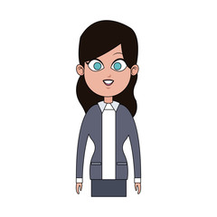 businesswoman wearing executive clothes over white background. colorful design. vector illustration