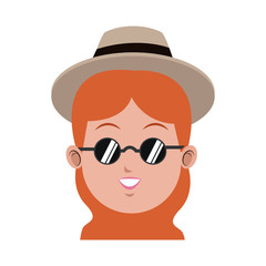 woman face cartoon icon over white background. colorful design. vector illustration