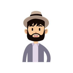 man wearing a hat over white background. colorful design. vector illustration
