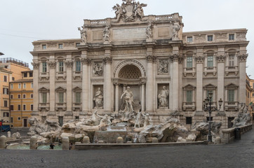 Obraz na płótnie Canvas The Trevi Fountain in Rome is the worlds largest Baroque fountain and a famous landmark of the city
