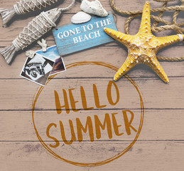 Hello Summer Vacation Message Sign Concept