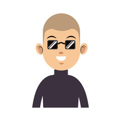 man with sunglasses cartoon icon over white background. colorful design. vector illustration