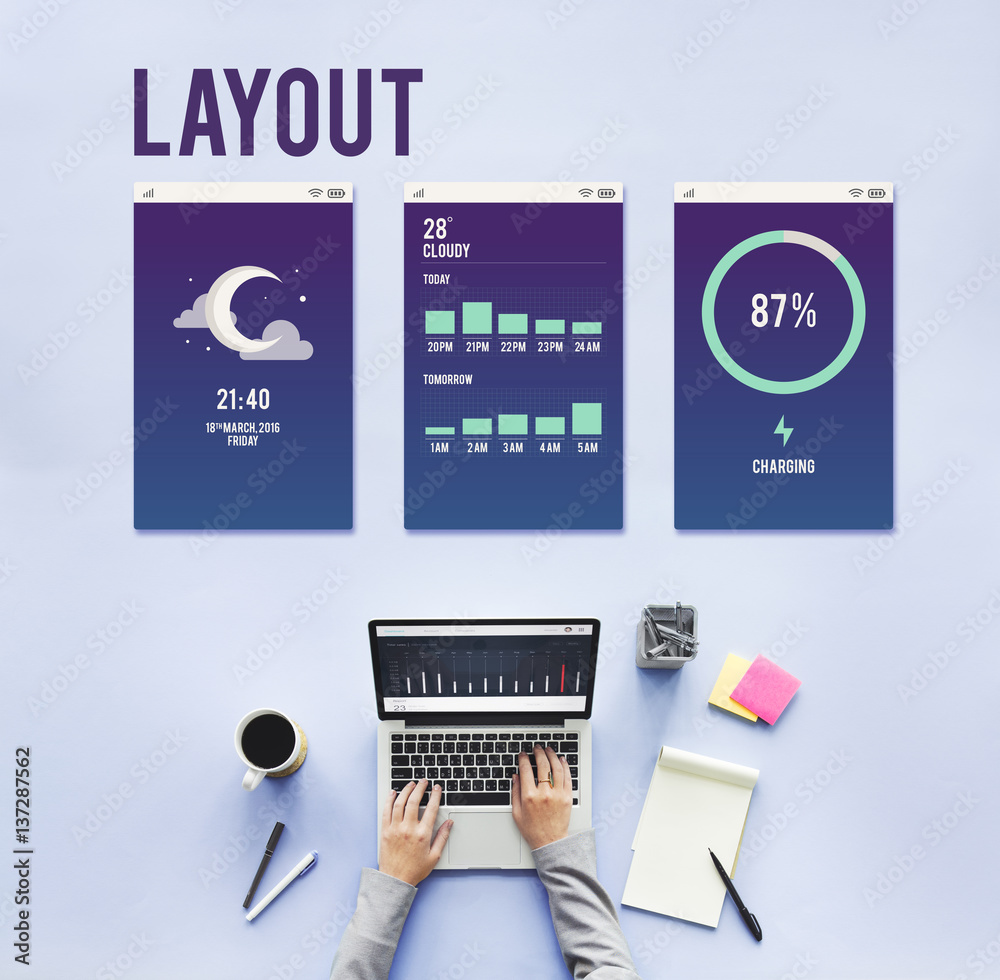 Wall mural design layout mobile interface concept