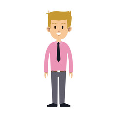man wearing a tie cartoon icon over white background. colorful design. vector illustration