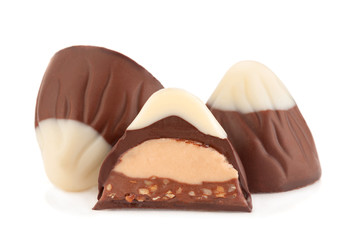 Chocolate candy on white