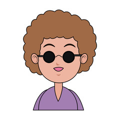 woman with sunglasses cartoon icon over white background. colorful design. vector illustration