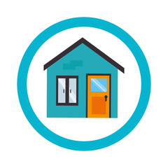 circular border with facade home vector illustration