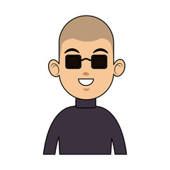 man with sunglasses cartoon icon over white background. colorful design. vector illustration