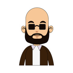 man with sunglasses cartoon icon over white background. colorful design. vector illustration