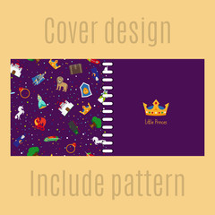 Naklejka premium Cover design for print with princess patter. Vector illustration