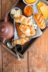 Fresh puff pastry baking. Breakfast concept.
