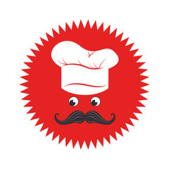stamp with face chef and hat vector illustration