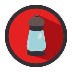 circular button with salt glass container vector illustration