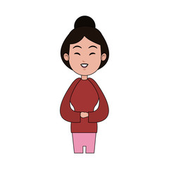 woman cartoon icon over white background. colorful design. vector illustration