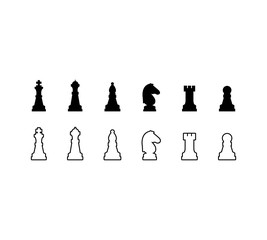 Chess pieces black and white icons set. Vector illustration
