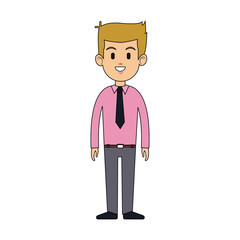 man wearing a tie cartoon icon over white background. colorful design. vector illustration