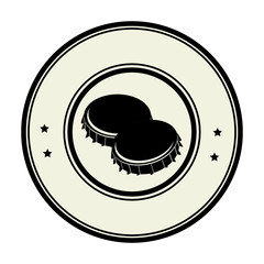 monochrome circular frame with metal beer lid vector illustration