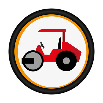 recommend clip art: colorful circular emblem with road roller vector illustration